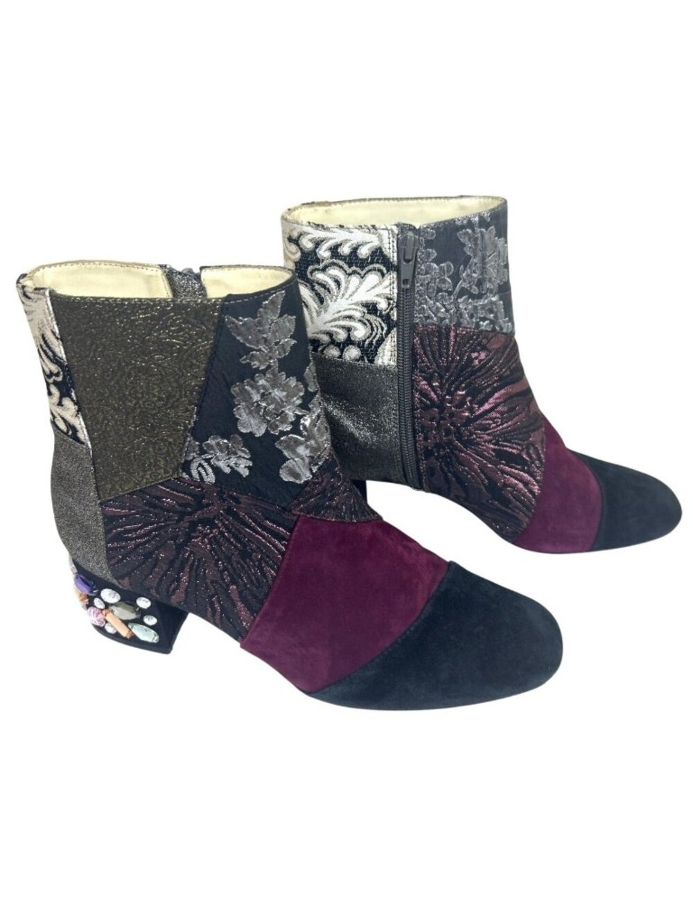 Anthropologie Bettye Muller Boots Women's 9.5M Patchwork Suede Leather Boho